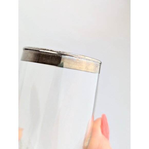 Set of 4 Vintage Silver Rim Roly Poly Juice Glasses Mid-Century Modern Barware - Picture 7 of 7